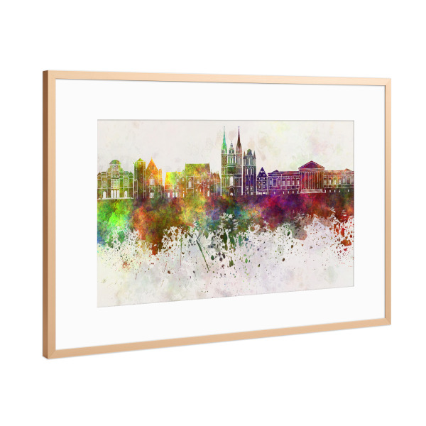 Poster mit Rahmen Kupfer "Angers skyline in watercolor" artboxONE - Städte,Reise,Abstrakt,Architektur
