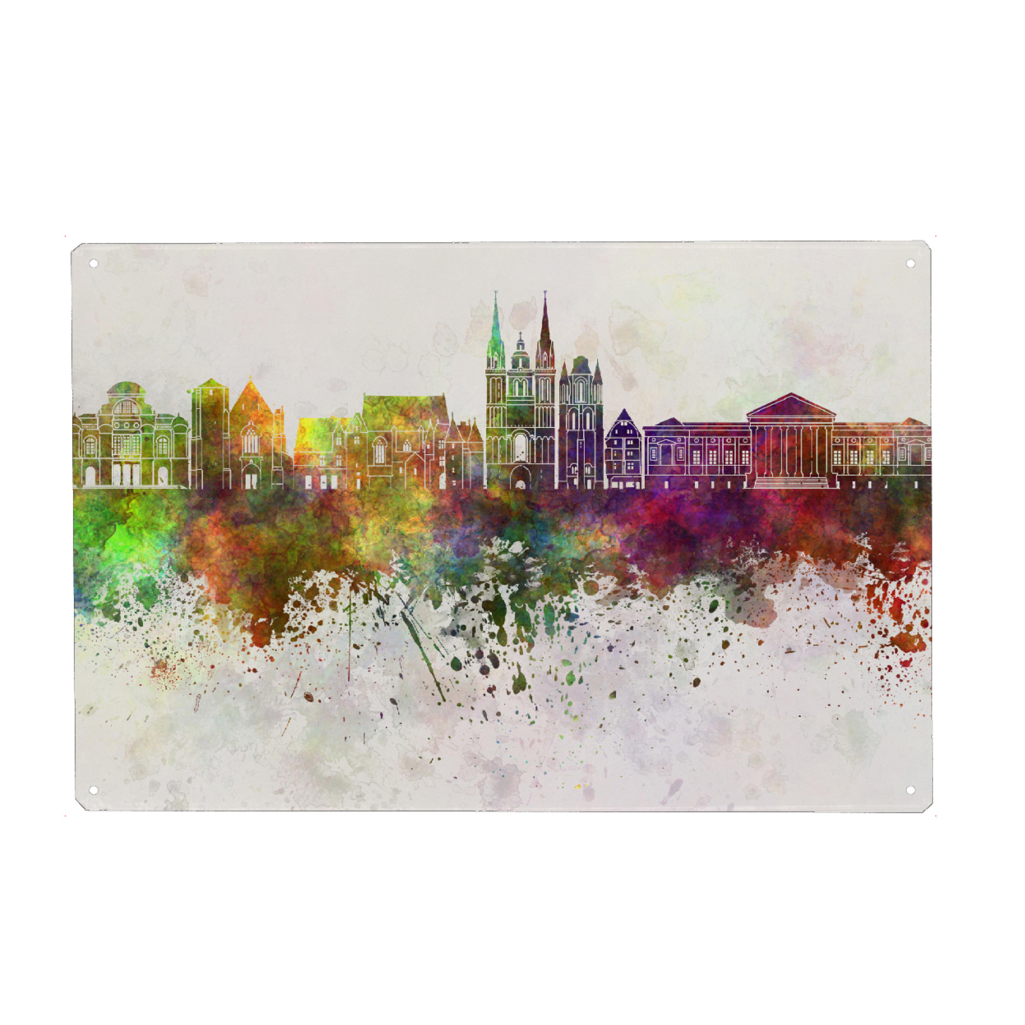 Metall Poster "Angers skyline in watercolor" artboxONE - Städte,Reise,Abstrakt,Architektur