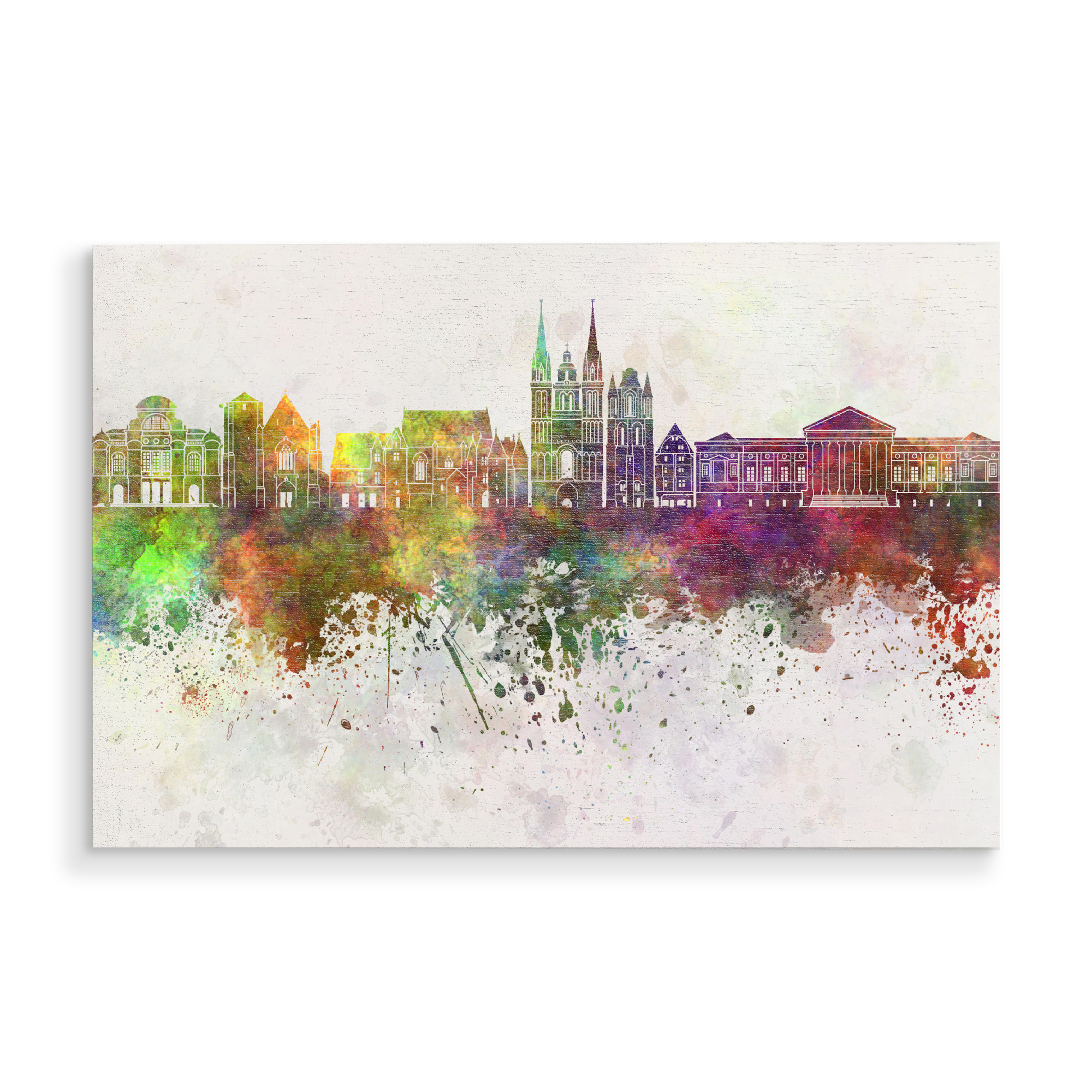 Holzbild "Angers skyline in watercolor" artboxONE - Städte,Reise,Abstrakt,Architektur