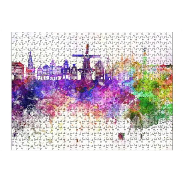 Puzzle Ravensburger "Alkmaar skyline in watercolor" artboxONE - Städte,Reise,Abstrakt,Architektur