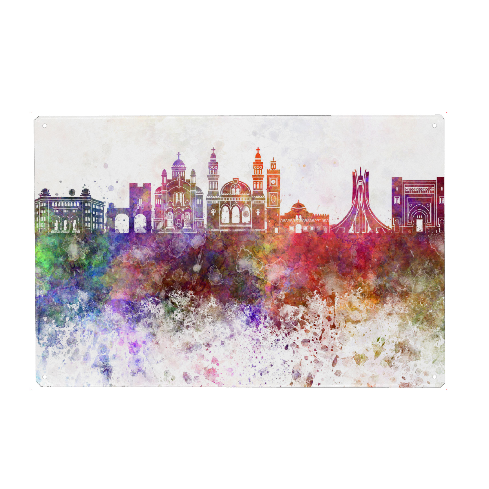 Metall Poster "Algiers skyline in watercolor" artboxONE - Städte,Reise,Abstrakt,Architektur,Reise / Afrika