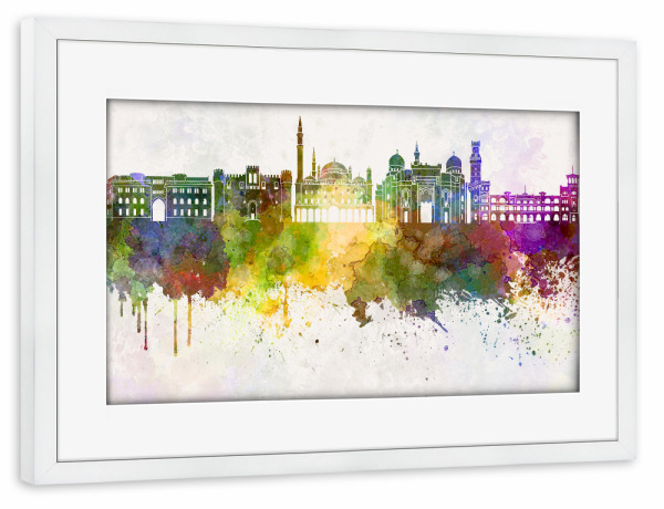Poster mit Rahmen weiß "Alexandria skyline in watercolor" artboxONE - Städte,Reise,Abstrakt,Architektur,Reise / Afrika