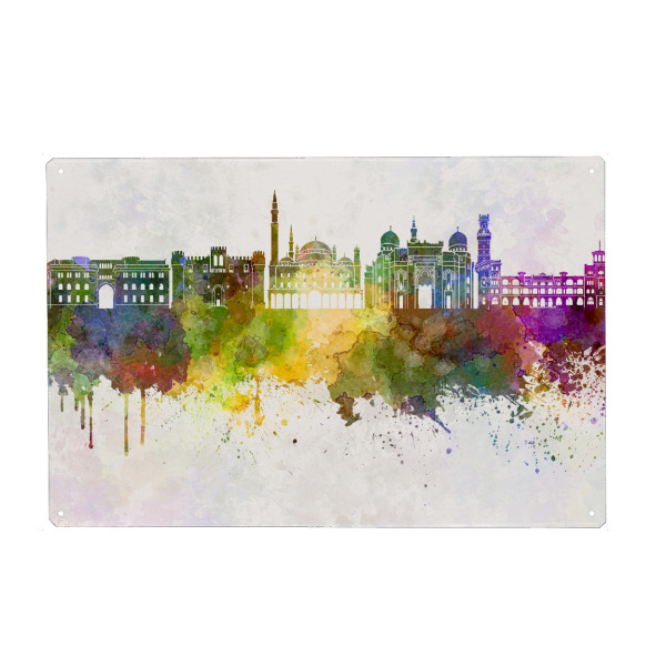 Holzbild "Alexandria skyline in watercolor" artboxONE - Städte,Reise,Abstrakt,Architektur,Reise / Afrika