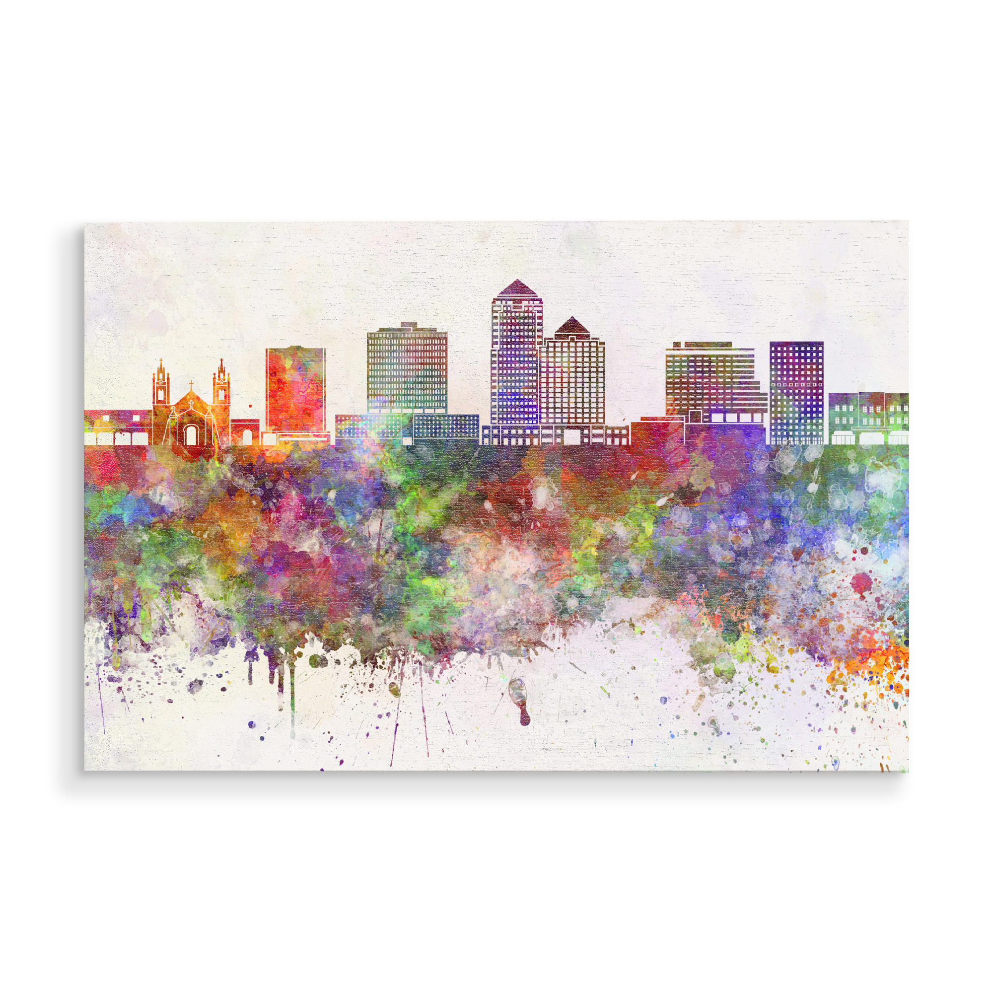 Holzbild "Albuquerque skyline in watercolor" artboxONE - Städte,Reise,Abstrakt,Architektur