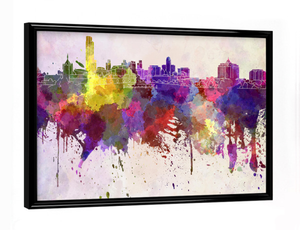 Poster mit schwarzem Rahmen "Albany skyline in watercolor" artboxONE - Städte,Reise,Abstrakt,Architektur