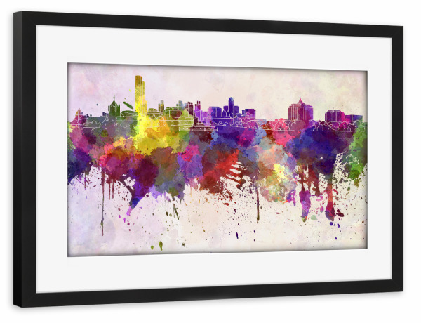 Poster mit Rahmen schwarz "Albany skyline in watercolor" artboxONE - Städte,Reise,Abstrakt,Architektur