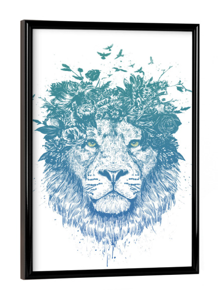 Poster mit schwarzem Rahmen "Floral Lion" artboxONE - Floral,Tiere,Schwarzweiß - Blumen,Lion,Löwe,Festival,Flower