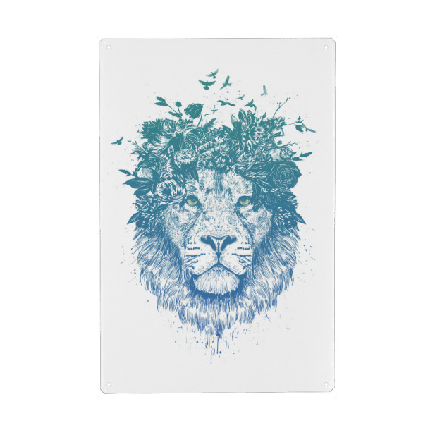 Holzbild "Floral Lion" artboxONE - Floral,Tiere,Schwarzweiß - Blumen,Lion,Löwe,Festival,Flower
