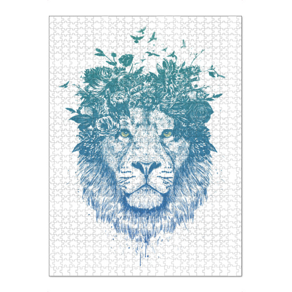 Puzzle Ravensburger "Floral Lion" artboxONE - Floral,Tiere,Schwarzweiß - Blumen,Lion,Löwe,Festival,Flower - Bild blumen