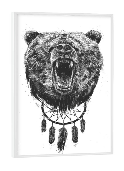 Poster mit weißem Rahmen "Dont wake the bear" artboxONE - Tiere,Schwarzweiß,Für Papa,Männer