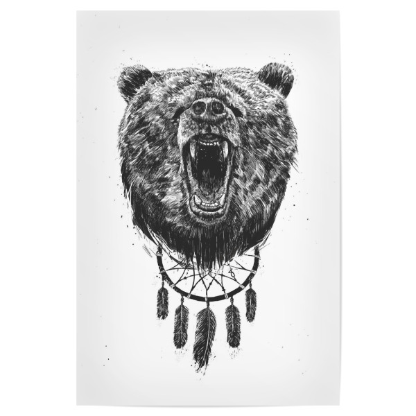 Poster 30x20 cm "Dont wake the bear" artboxONE - Tiere,Schwarzweiß,Für Papa,Männer - Wild,Langschläfer,Morgenmuffel,Sleep,Traumfänger,Böse,Angry