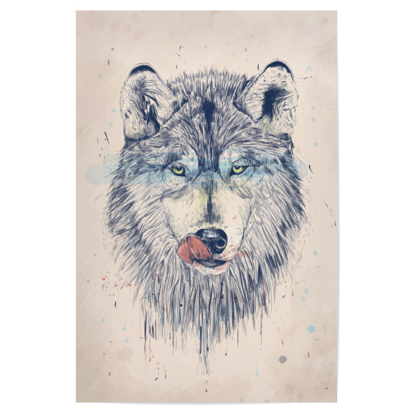 Poster "Dinner Time" artboxONE - Tiere,Schwarzweiß,Für Papa,Männer - Wolf,Hungy,Eat,Gefressen werden,Wildnis,Wildlife,Hunger,Danger,Gefahr