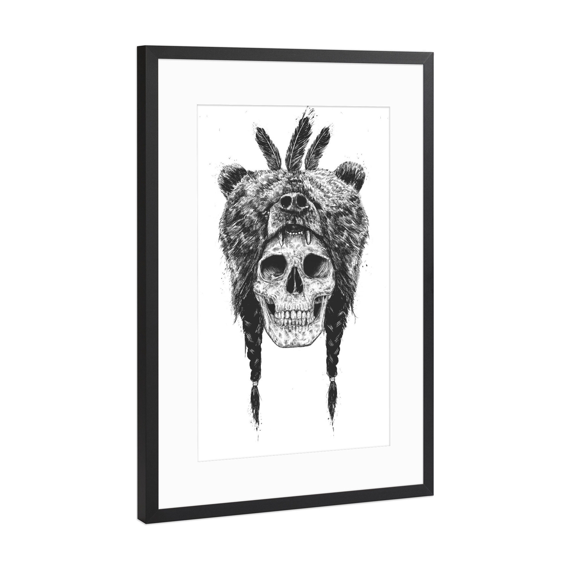 Poster mit Rahmen Schwarz (Metallic) "Dead Shaman" artboxONE - Schwarzweiß,Für Papa,Männer,Lustig