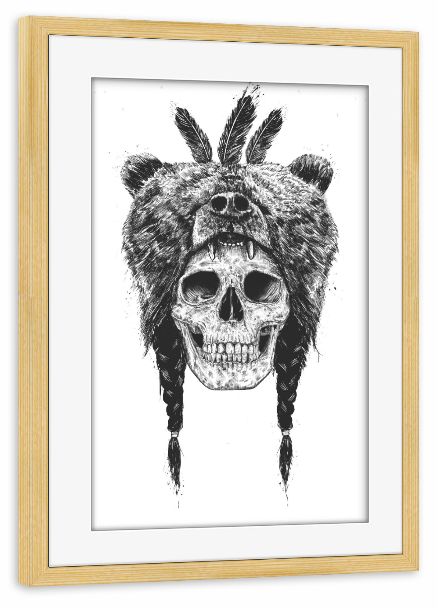 Poster mit Rahmen kiefer "Dead Shaman" artboxONE - Schwarzweiß,Für Papa,Männer,Lustig