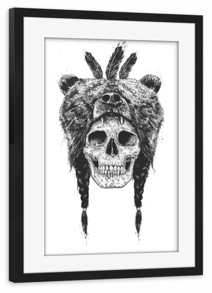 Poster mit Rahmen schwarz "Dead Shaman" artboxONE - Schwarzweiß,Für Papa,Männer,Lustig