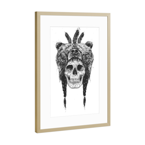 Poster mit Rahmen Gold "Dead Shaman" artboxONE - Schwarzweiß,Für Papa,Männer,Lustig
