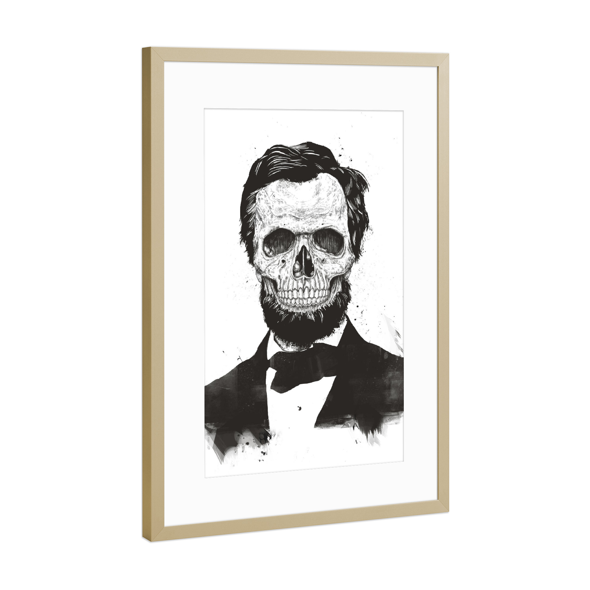 Poster mit Rahmen Gold "Dead Lincoln 2" artboxONE - Schwarzweiß,Für Papa,Männer,Lustig