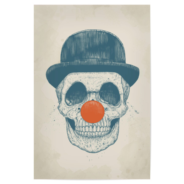 Poster "Dead Clown" artboxONE - Schwarzweiß,Für Papa,Männer,Lustig - Clown,Dead,Tot,Skelett,Rote nase,Red nose,Lustig,Totnkopf