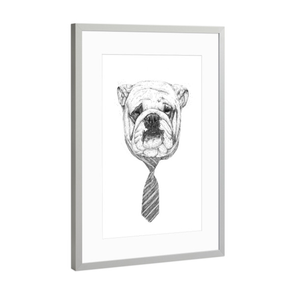 Poster mit Rahmen Silber "Cool Dog" artboxONE - Tiere,Schwarzweiß,Für Papa,Männer,Lustig