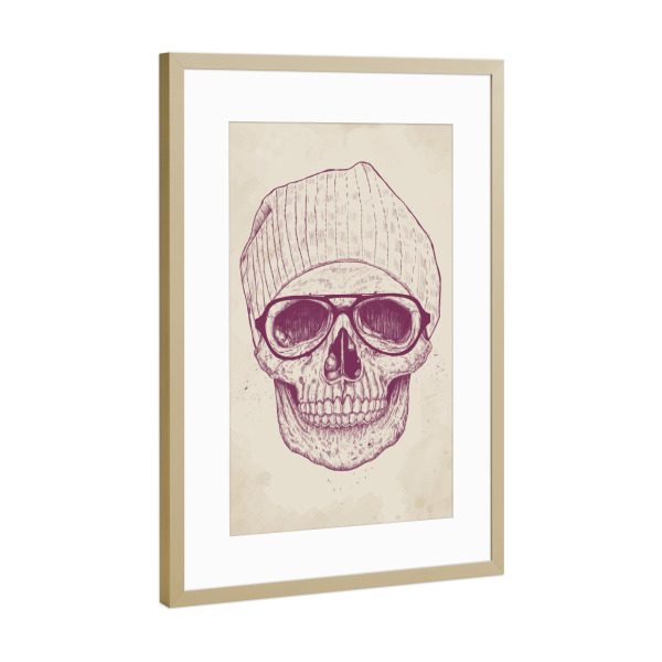 Poster mit Rahmen Gold "Cool Skull" artboxONE - Schwarzweiß,Für Papa,Männer,Lustig