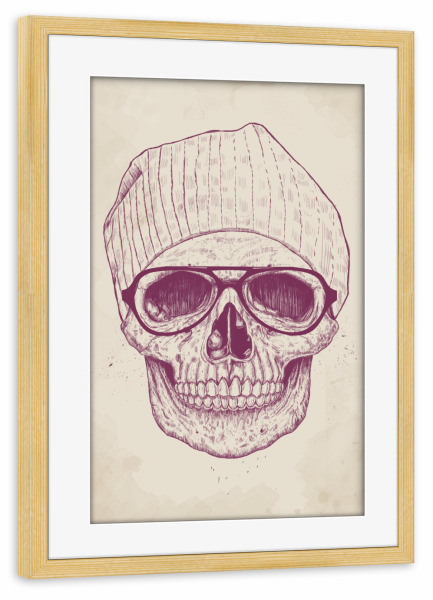 Poster mit Rahmen kiefer "Cool Skull" artboxONE - Schwarzweiß,Für Papa,Männer,Lustig