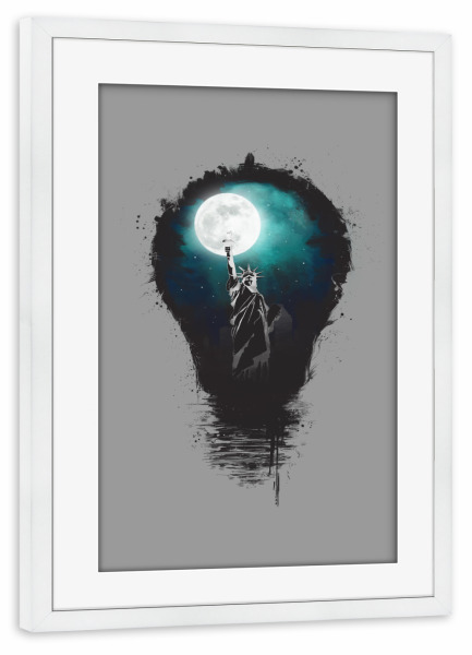 Poster mit Rahmen weiß "Big city lights" artboxONE - Städte,Städte / New York,Reise,Schwarzweiß