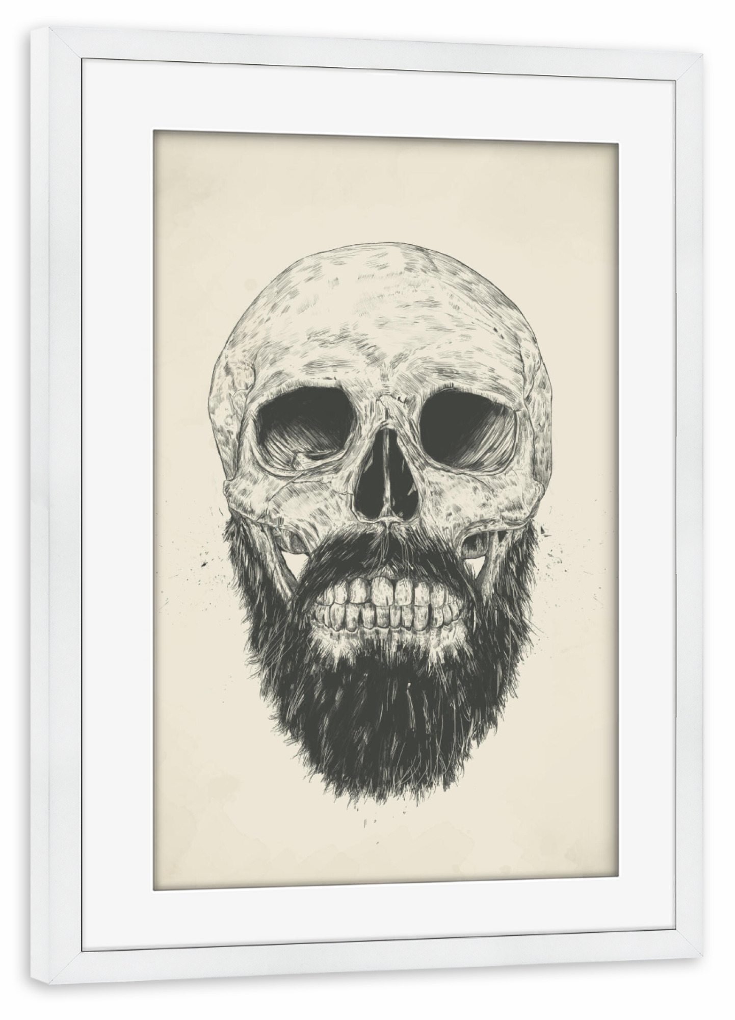 Poster mit Rahmen weiß "Beard ist not dead" artboxONE - Schwarzweiß,Für Papa,Männer,Lustig