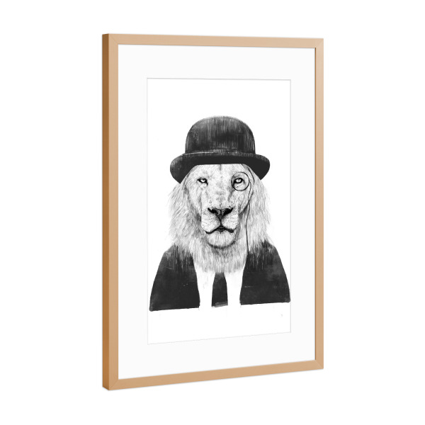 Poster mit Rahmen Kupfer "Sir Lion" artboxONE - Tiere,Schwarzweiß,Für Papa,Männer,Lustig