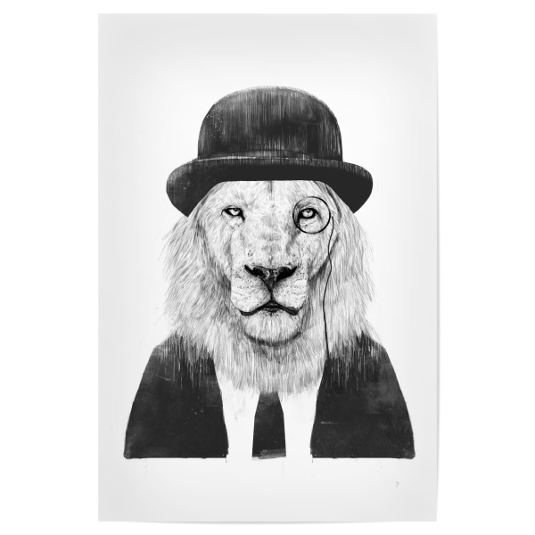 Poster "Sir Lion" artboxONE - Tiere,Schwarzweiß,Für Papa,Männer,Lustig