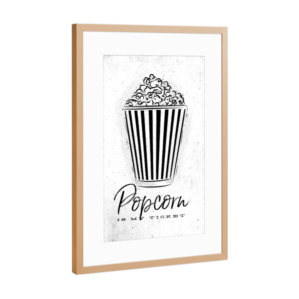 Poster mit Rahmen Kupfer "Popcorn movie" artboxONE - Film,Essen & Trinken,Schwarzweiß,Männer