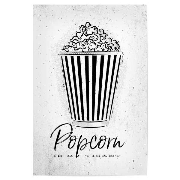 Poster 30x20 cm "Popcorn movie" artboxONE - Film,Essen & Trinken,Schwarzweiß,Männer
