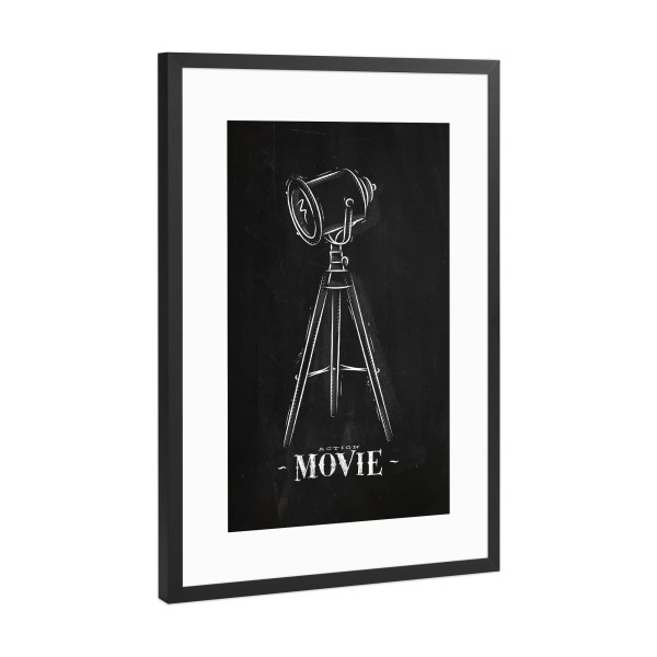 Poster mit Rahmen Schwarz (Metallic) "Projector chalk" artboxONE - Film,Schwarzweiß,Männer