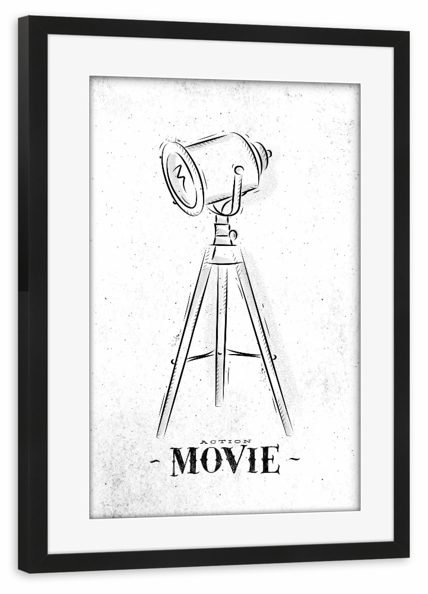 Poster mit Rahmen schwarz "Projector coal" artboxONE - Film,Schwarzweiß,Männer