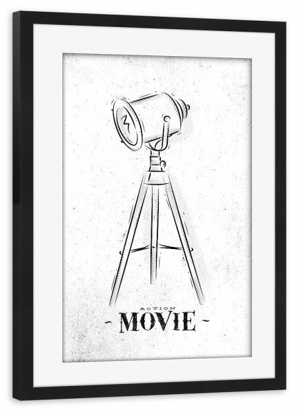 Poster mit Rahmen schwarz "Projector coal" artboxONE - Film,Schwarzweiß,Männer