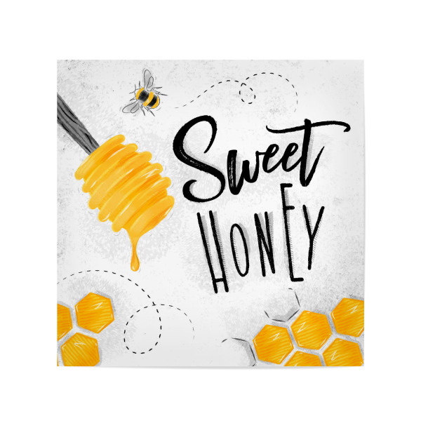 Poster 20x20 cm "Sweet honey" artboxONE - Typografie,Essen & Trinken,Schwarzweiß,Streetart