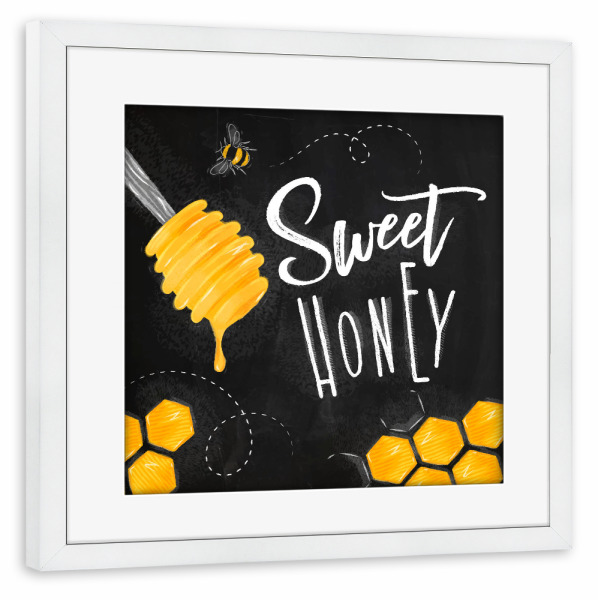 Poster mit Rahmen weiß "Sweet honey chalk" artboxONE - Typografie,Essen & Trinken,Schwarzweiß,Streetart