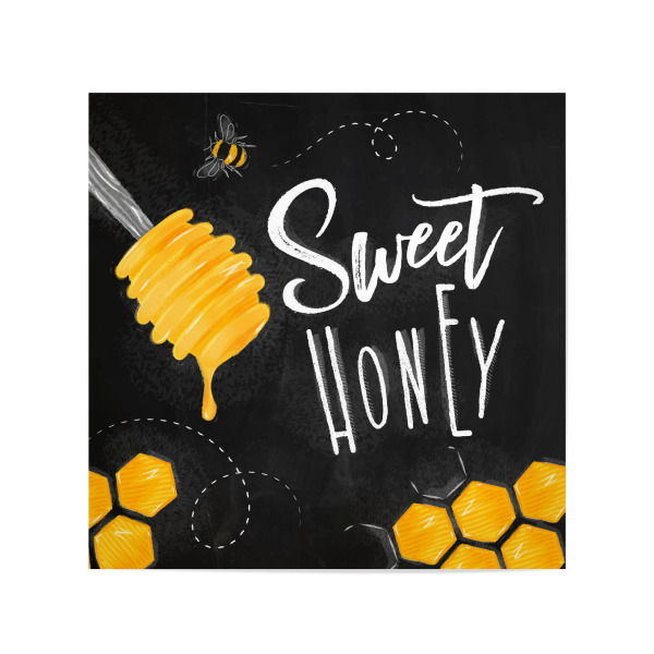 Poster 20x20 cm "Sweet honey chalk" artboxONE - Typografie,Essen & Trinken,Schwarzweiß,Streetart