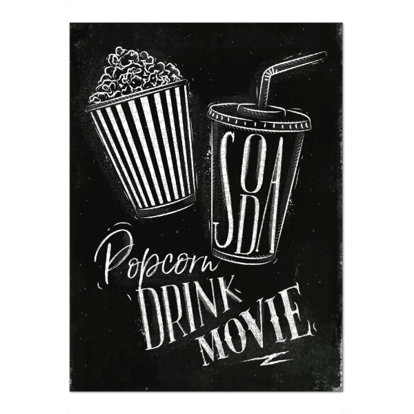 Puzzle Ravensburger "Soda popcorn chalk" artboxONE - Film,Schwarzweiß,Männer