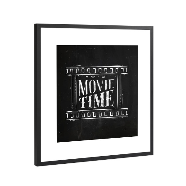 Poster mit Rahmen Schwarz (Metallic) "Movie time chalk" artboxONE - Film,Schwarzweiß,Männer
