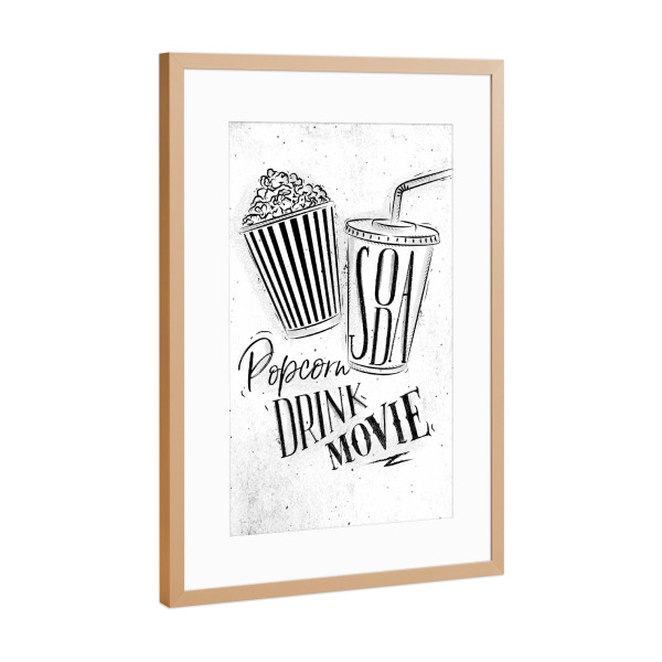 Poster mit Rahmen Kupfer "Soda popcorn" artboxONE - Film,Schwarzweiß,Männer