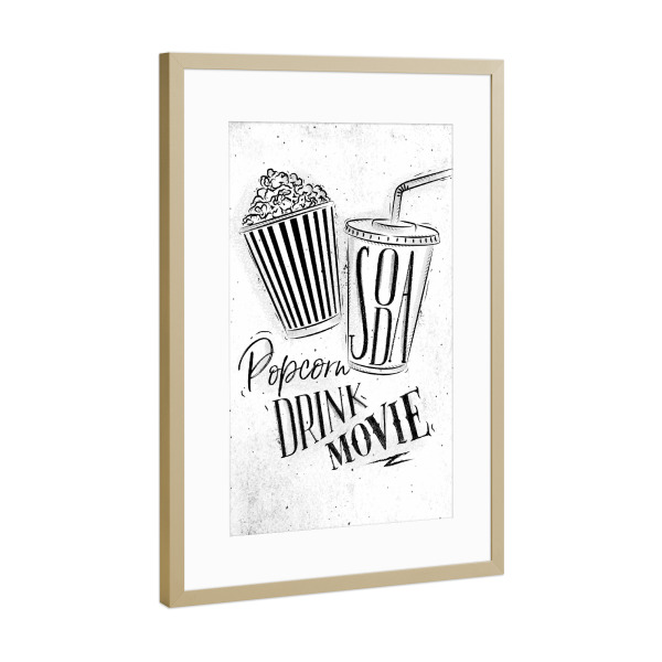 Poster mit Rahmen Gold "Soda popcorn" artboxONE - Film,Schwarzweiß,Männer