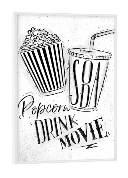 Poster mit weißem Rahmen "Soda popcorn" artboxONE - Film,Schwarzweiß,Männer