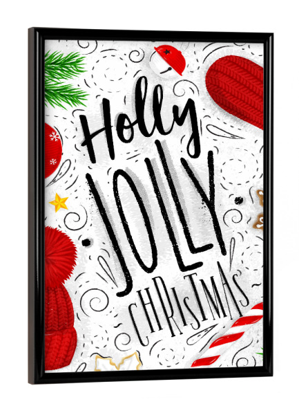 Poster mit schwarzem Rahmen "Holly jolly christmas" artboxONE - Schwarzweiß,Weihnachten