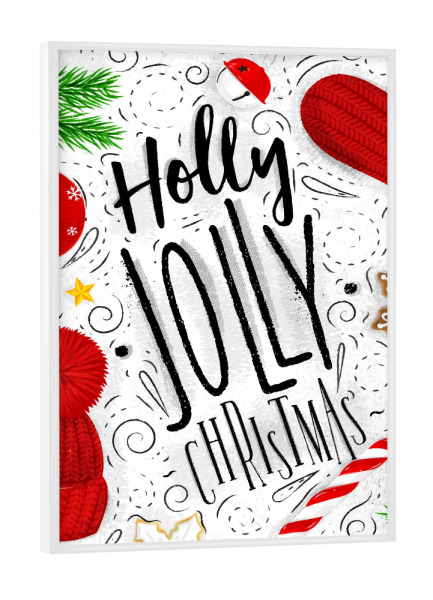 Poster mit weißem Rahmen "Holly jolly christmas" artboxONE - Schwarzweiß,Weihnachten