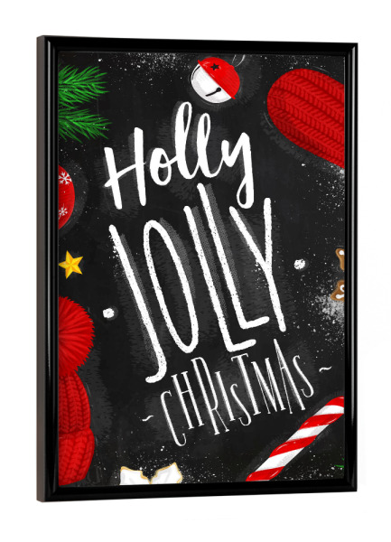 Poster mit schwarzem Rahmen "Holly jolly christmas chalk" artboxONE - Schwarzweiß,Weihnachten