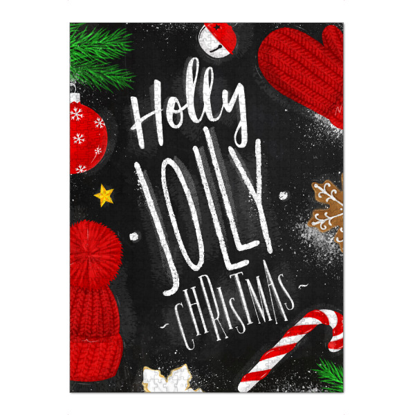 Puzzle Ravensburger "Holly jolly christmas chalk" artboxONE - Schwarzweiß,Weihnachten