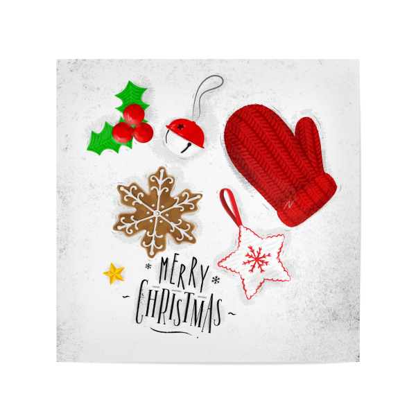 Poster 20x20 cm "Christmas elements glove" artboxONE - Schwarzweiß,Weihnachten