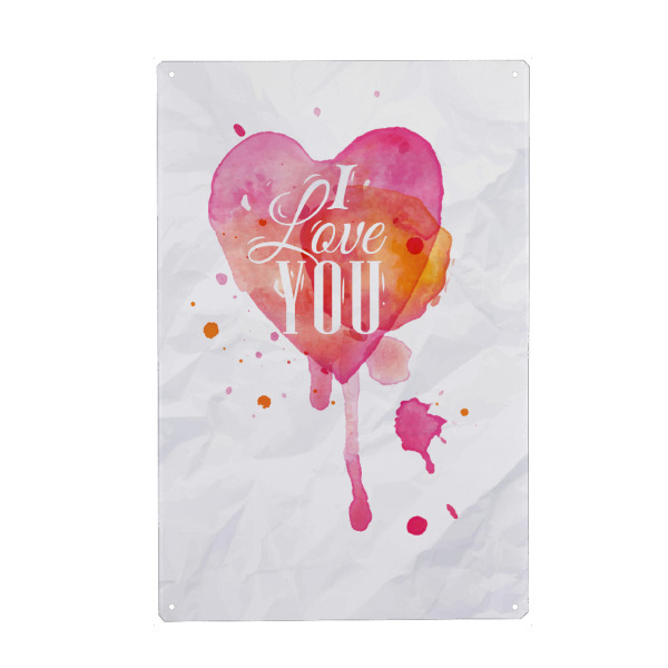 Holzbild "Watercolor drops i love you" artboxONE - Liebe