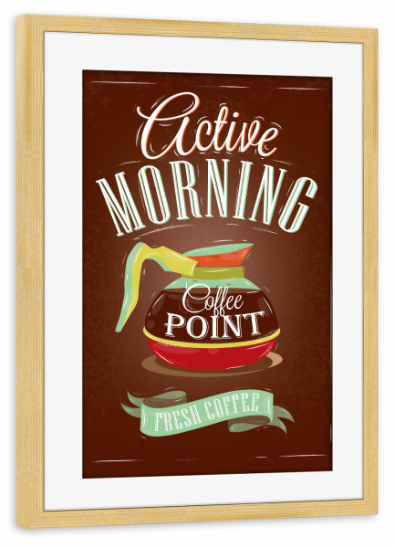 Poster mit Rahmen kiefer "Active morning" artboxONE - Essen & Trinken,Schwarzweiß