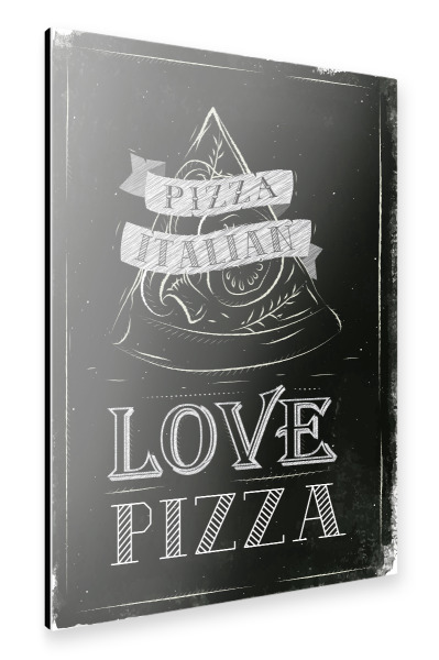 Alu-Dibond "Love pizza chalk" 30x20 cm artboxONE